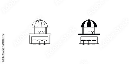 Beach Bar set icon with white background vector stock illustration