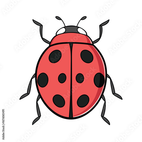 Illustration of a cute ladybug, perfect for nature and garden designs, with a colorful and cartoon style