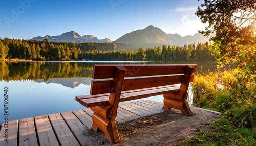 Wallpaper Mural Lakeside bench at sunrise Torontodigital.ca