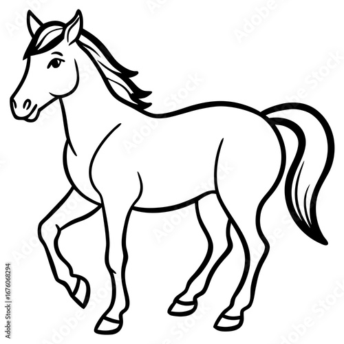 Cuadro en lienzo Black horse vector illustration