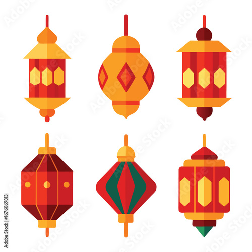 Ramadan lantern set festive design