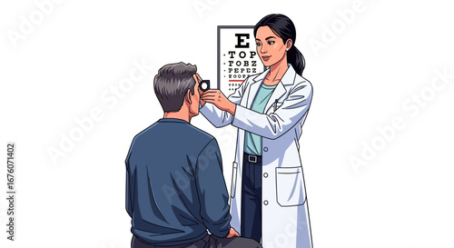 Eye examination in doctor's office, patient having their vision checked