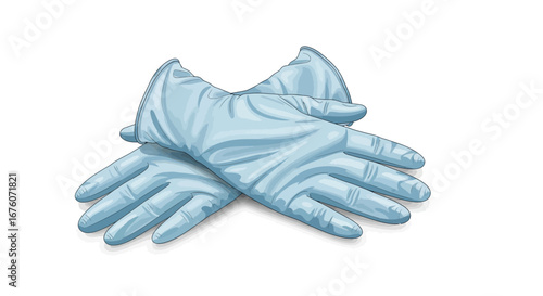 Illustrative rendition of protective medical gloves on plain background