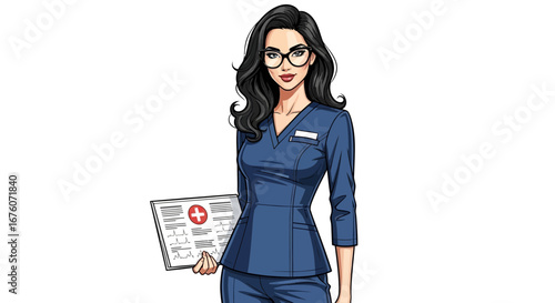 Medical professional illustration with chart showing cardiac rhythms