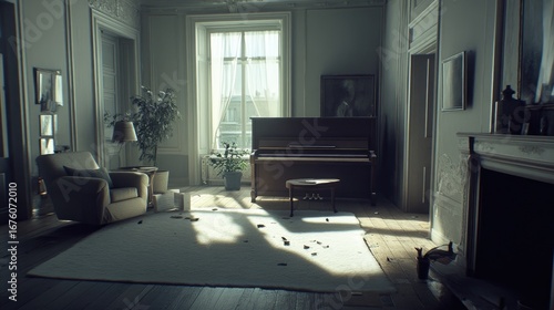 Wallpaper Mural Sunlit room with broken items and furniture. Torontodigital.ca