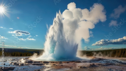 Wallpaper Mural Geyser erupting in a sunny landscape Torontodigital.ca