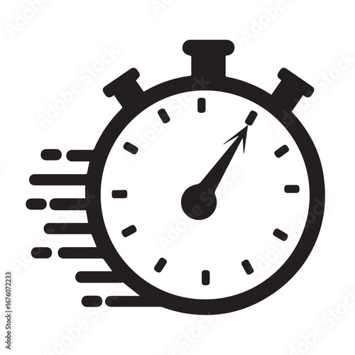 Fast time stop watch icon silhouette vector art illustration on white background