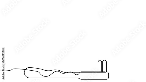 Minimalist toothbrush and paste continuous line art outline 4k animation video