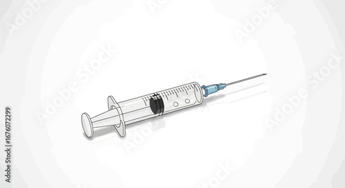 Stylized medical syringe illustration for healthcare and immunization themes