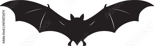Silhouette of a flying bat with wings spread wide symbolizing halloween and nighttime creatures vector
