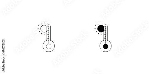 Thermometer  set icon with white background vector stock illustration