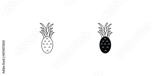 Pineapple set icon with white background vector stock illustration