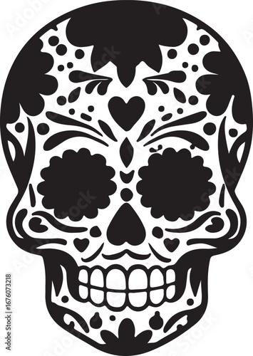 Intricate day of the dead sugar skull design symbolizing celebration and remembrance vector