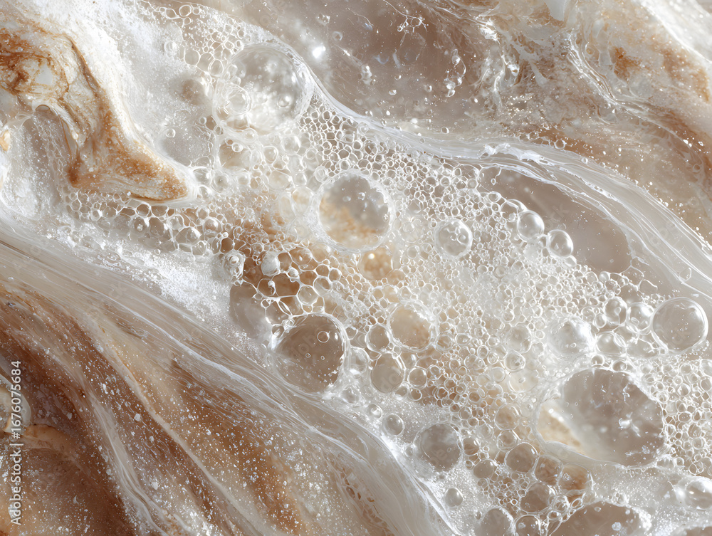 Obraz premium Clear resin surface with bubbles minimal transpar