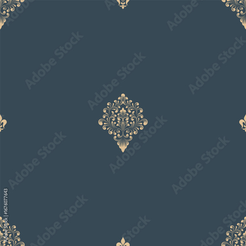 Damask modern fleur de lis seamless pattern element. Vintage classical old fashioned damask ornament, seamless texture for wallpapers, textile.
