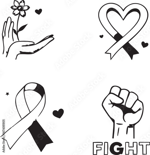 Fight and Hope Cancer Awareness Vector Graphic
