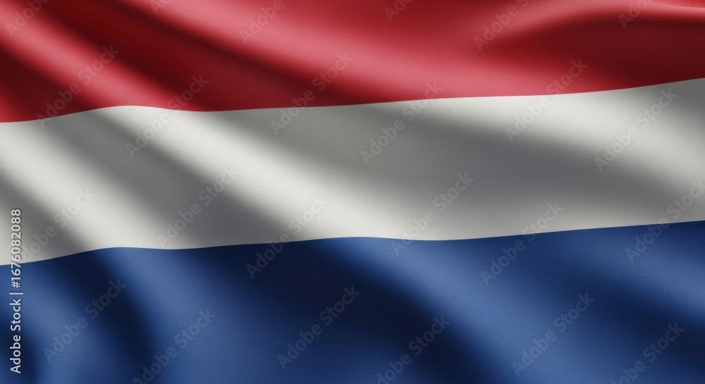 Fototapeta premium A close up of the national flag of the netherlands waving in a gentle breeze