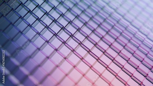 Dynamic, abstract motion graphic featuring interconnected, translucent glass-like cubes, creating an optical illusion of depth and movement. Symbolizes data flow, innovation, and futuristic tech.