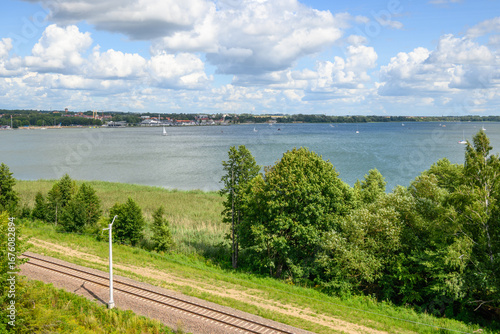 Fototapeta Naklejka Na Ścianę i Meble -  View of Lake Niegocin from the observation tower. Gizycko, Poland