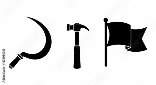 Sickle Hammer and Flag Political Symbol