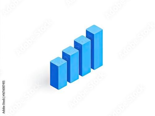 Free Download Isometric, light-blue bar graph, ascending - GFXLoad