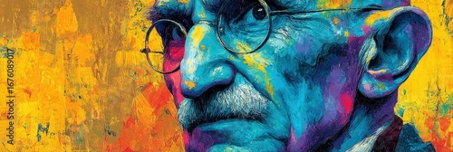 Vibrant Abstract Portrait of an Elderly Man