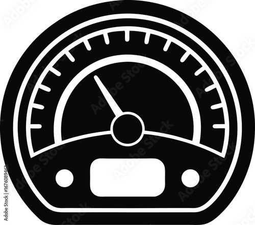 Vector art of black and white illustration of a speedometer