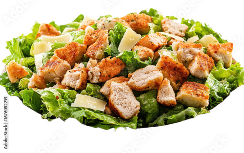 Chicken salad with caesar isolated on white background, png