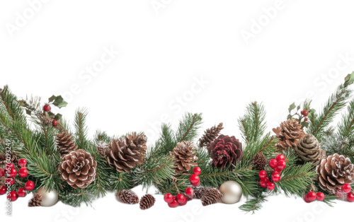 Christmas rustic decoration isolated on white background, png