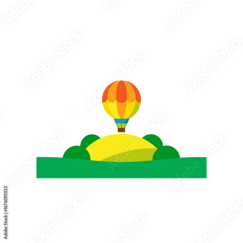 a flat design illustration of a hot air balloon fe