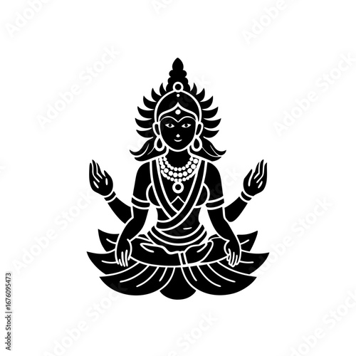 art brut   outsider art style vector of lakshmi  w