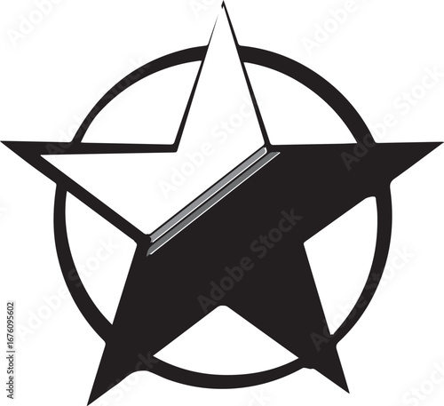 Black and White Stylized Star in Circle