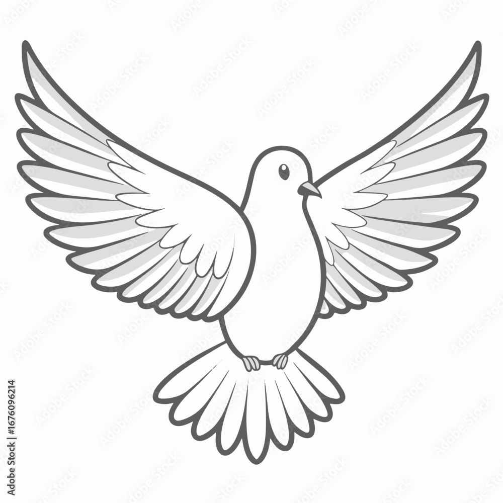 Fototapeta premium White Dove Flying with Wings Spread Open