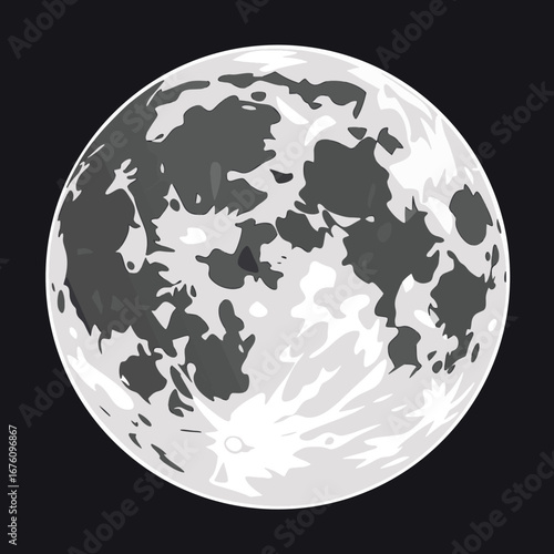 Detailed Illustration of the Full Moon