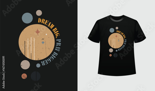 Dream Big Pray Bigger T-Shirt Design - Motivational Quote with curve text & circle shape Typography for poster, sticker, shirt etc.