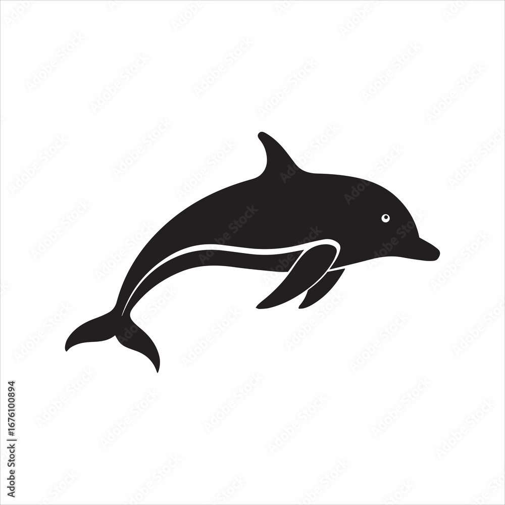 Fototapeta premium jumping dolphin silhouette vector illustration