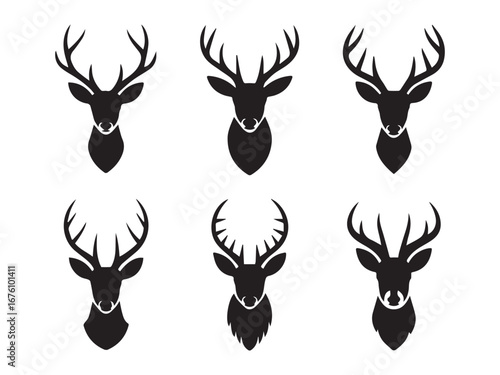 Hand drawn animals silhouette set