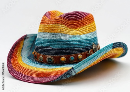 Colorful straw cowboy hat