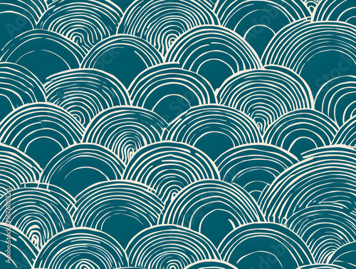 Fototapeta Naklejka Na Ścianę i Meble -  Minimal Japanese wave pattern seamless abstract 