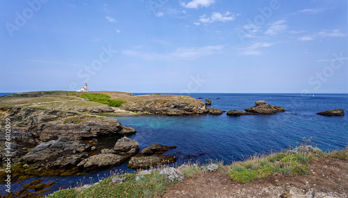 Paysage de bord de mer à la Pointe des Poulains à Belle-Île-en-Mer, dans le Morbihan, France