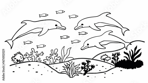 Dolphin in deep sea 