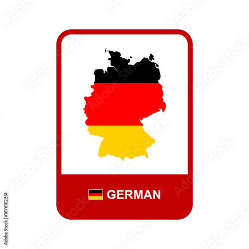 Germany Map with National Flag Colors, German Country Symbol and Vector Design