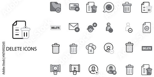 Delete simple concept 24 Grew color icons set .Vector illustration.