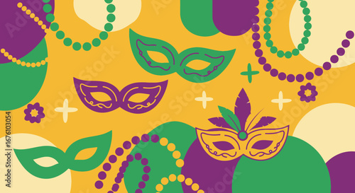 Mardi Gras Masks and Beads Celebration.