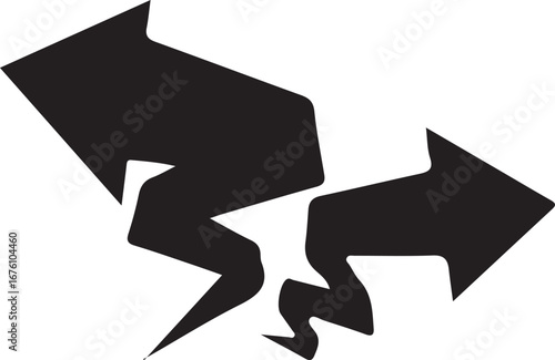 Two arrows breaking apart symbolizing conflict or division