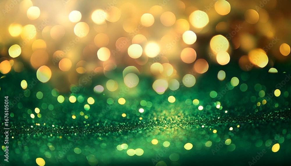 Obraz premium abstract green and gold bokeh light background