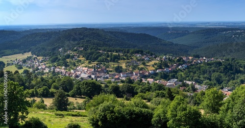 Photos panorama view of the picturesque village of Dabo in the Moselle Department of Fr