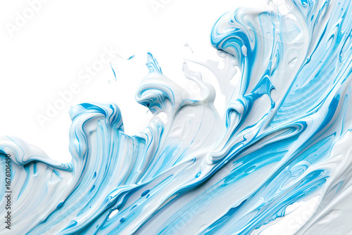 Abstract Blue and White Paint Swirls