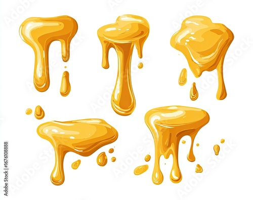 Dripping honey or syrup, various shapes and drips