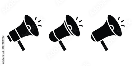 Loudspeaker Silhouette Vector. Megaphone Solid Icon Collection